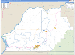 Walla Walla Metro Area Wall Map Basic Style 2026